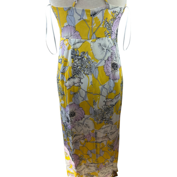 Yumi Kim Anthro Silk Floral Maxi Dress Rush Hour Wrap Tie Front Yellow Size XS - Picture 10 of 16